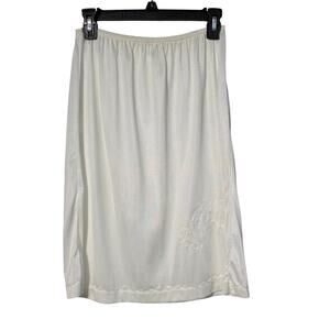 Vintage Half Slip Off White Nylon Size Medium embroidered